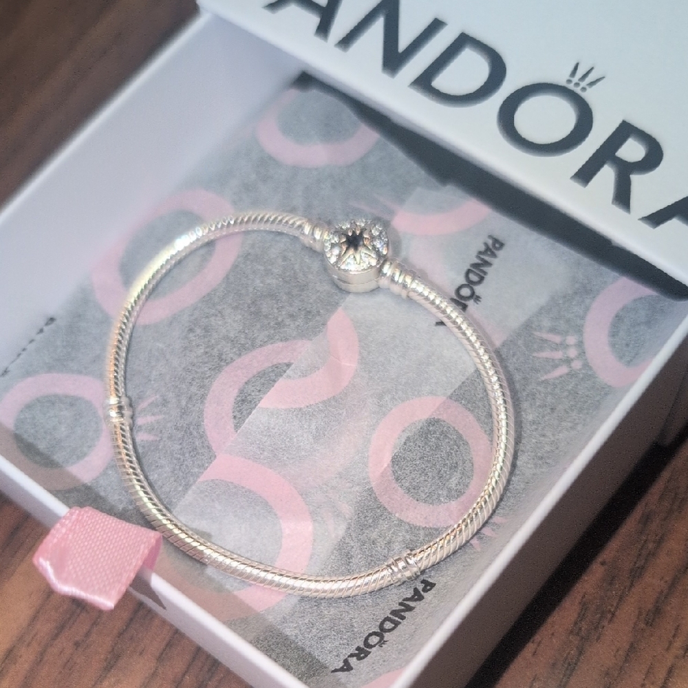 Pandora Silver Charm Bracelet with Heart Motifs